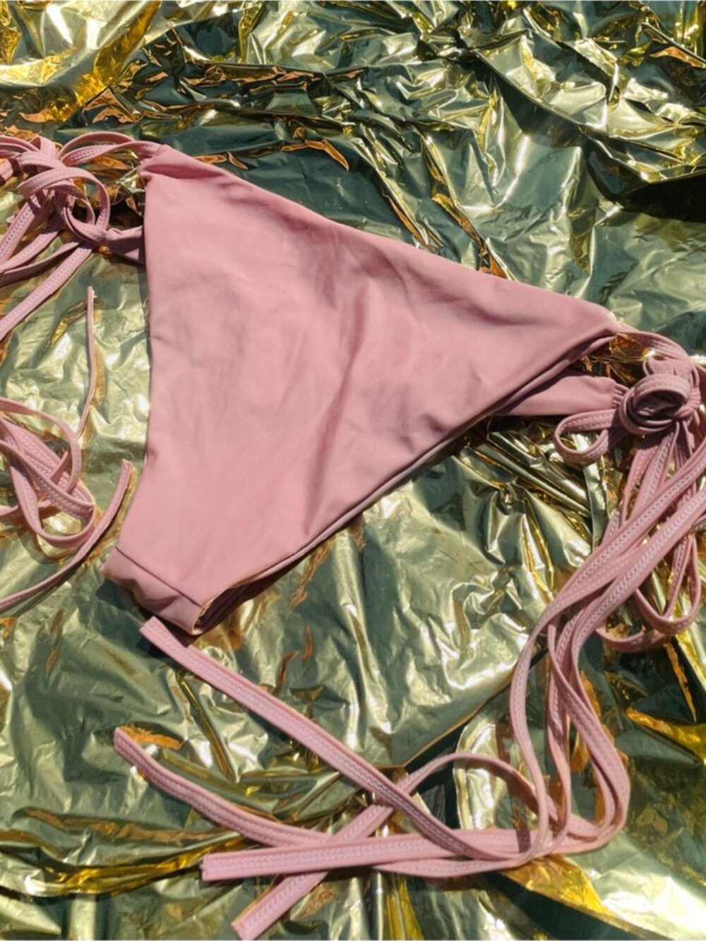 ZAFUL | L | Crochet Panel Rhinestone String Bikini Pink Beige White Bottoms - Picture 11 of 15